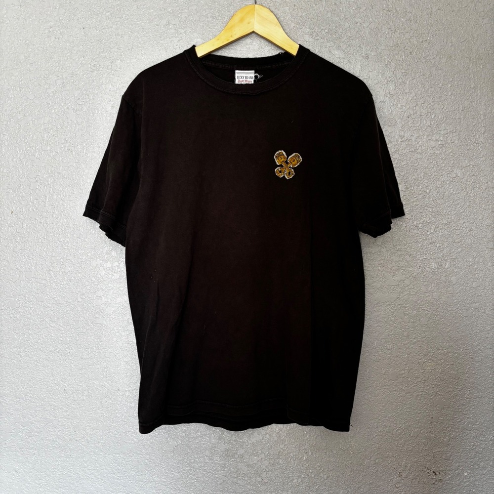 Lucky Brand T Shirt Black Graphic Cotton Men Size‎ S Made in USA Vintage Y2K